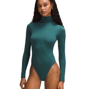 Lululemon Wundermost Ultra-Soft Nulu Turtleneck Bodysuit, Storm Teal, Sz. M